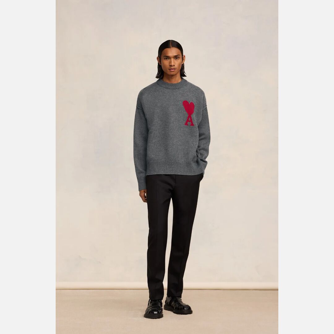 Red Ami de Coeur Sweater Grey Unisex - XXL - AMI Paris
