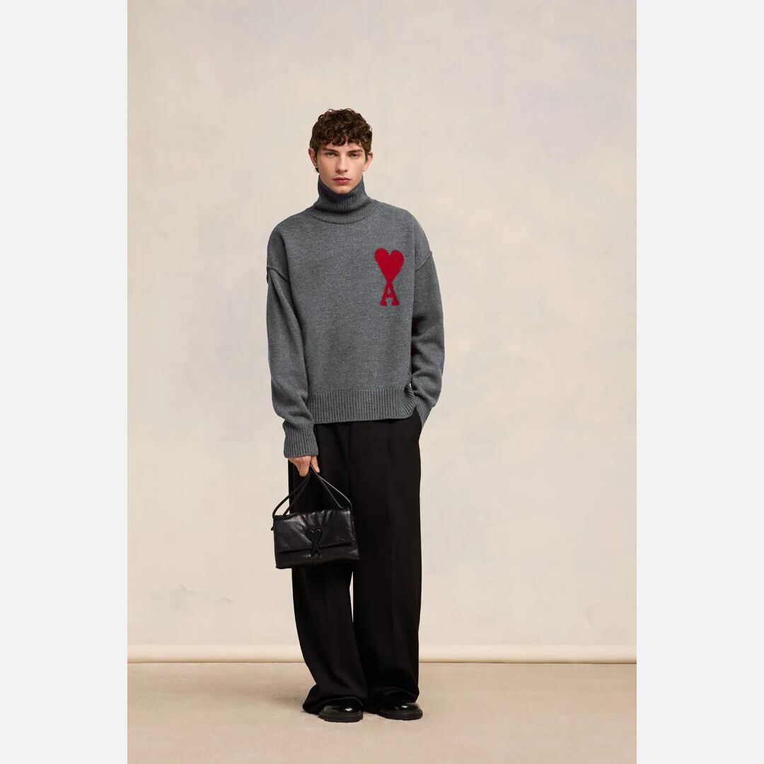 Red Ami de Coeur Sweater Grey Unisex - XL - AMI Paris