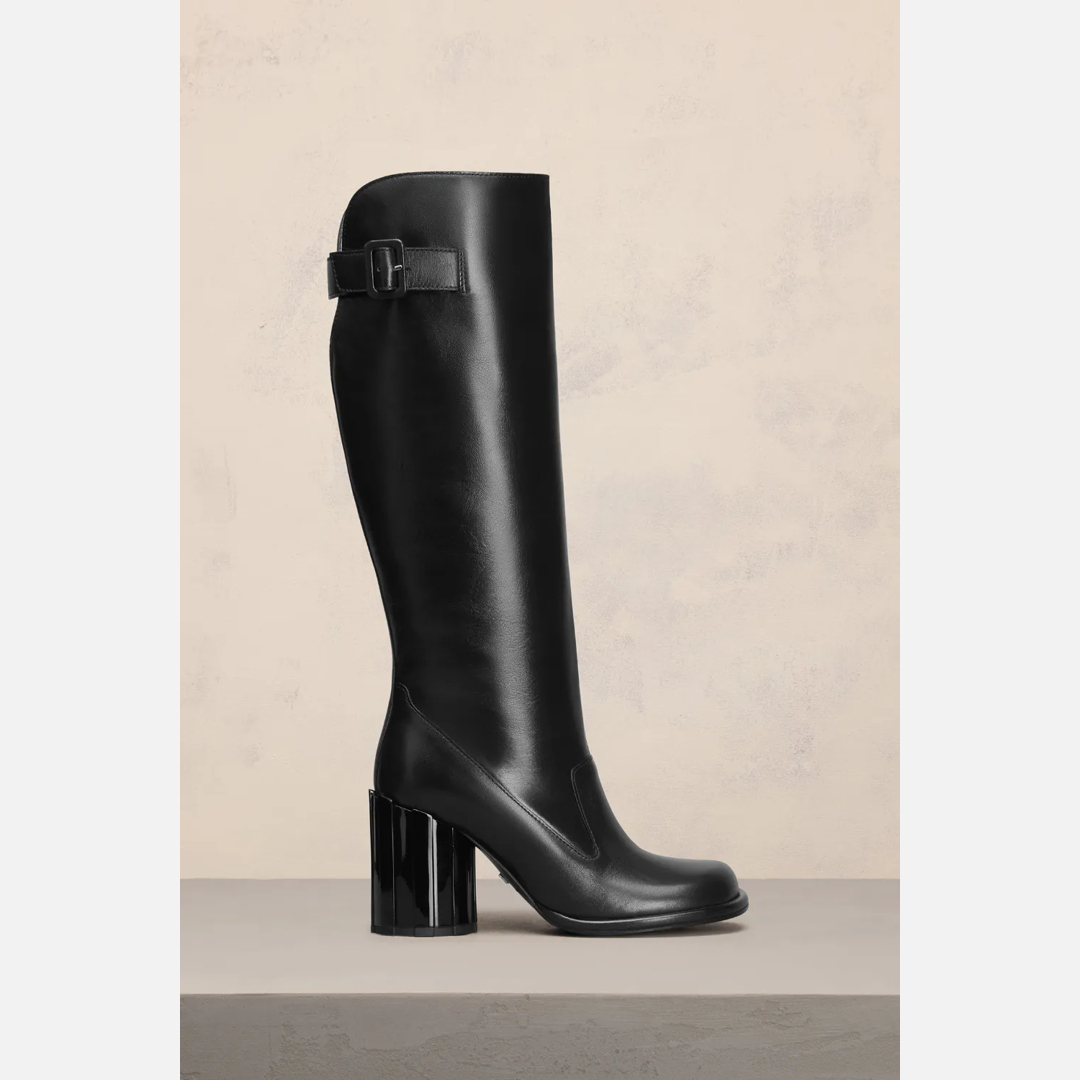 Anatomical Toe Buckled Boots Black for Women - 37 - AMI Paris
