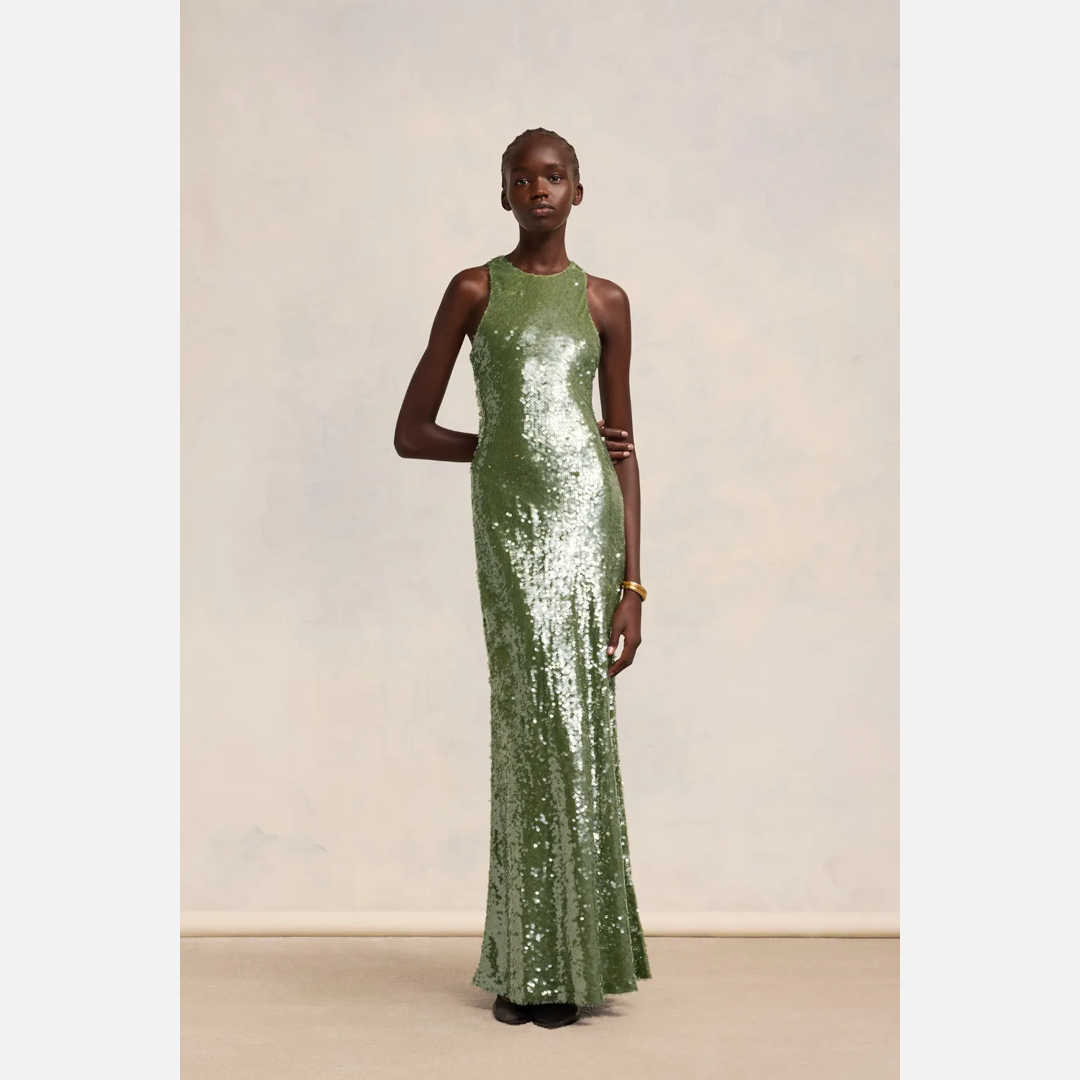 Embroidered Long Dress Green for Women - 36 - AMI Paris