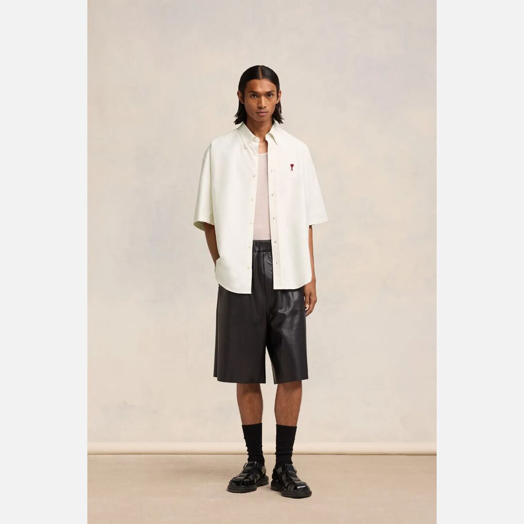 Boxy Fit Short Sleeve Shirt White for Men - XL - AMI Paris