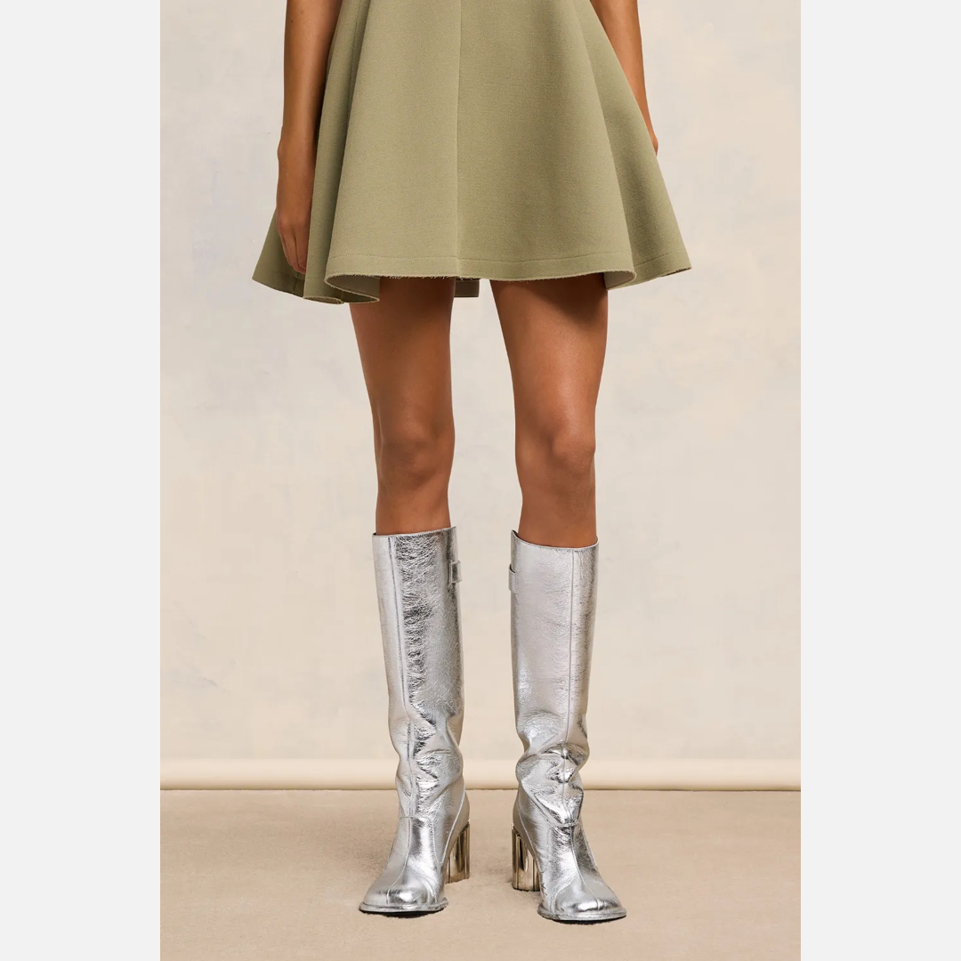 Anatomical Toe Buckled Boots Silver for Women - 38 - AMI Paris