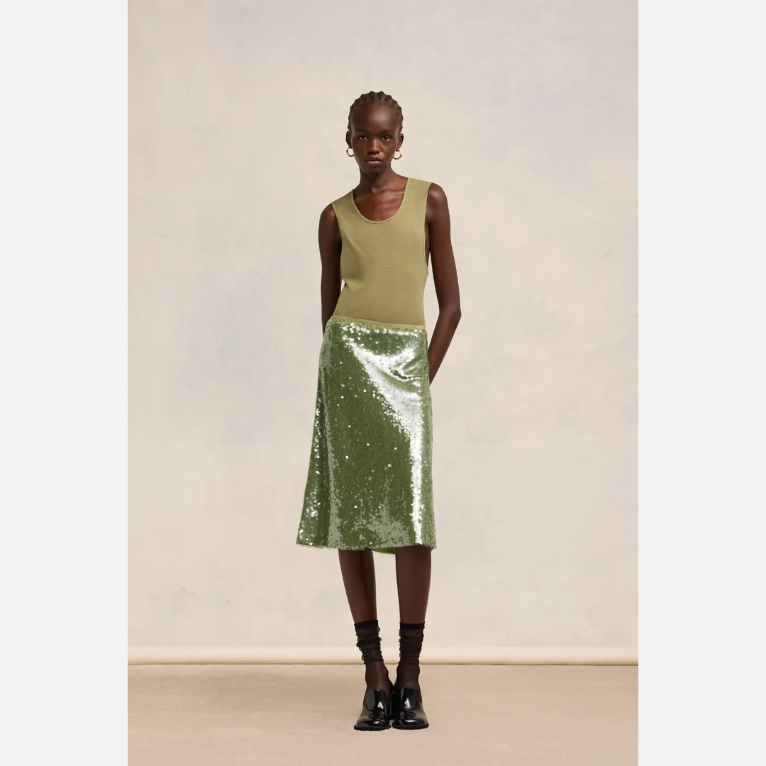 Embroidered Skirt Green for Women - 40 - AMI Paris