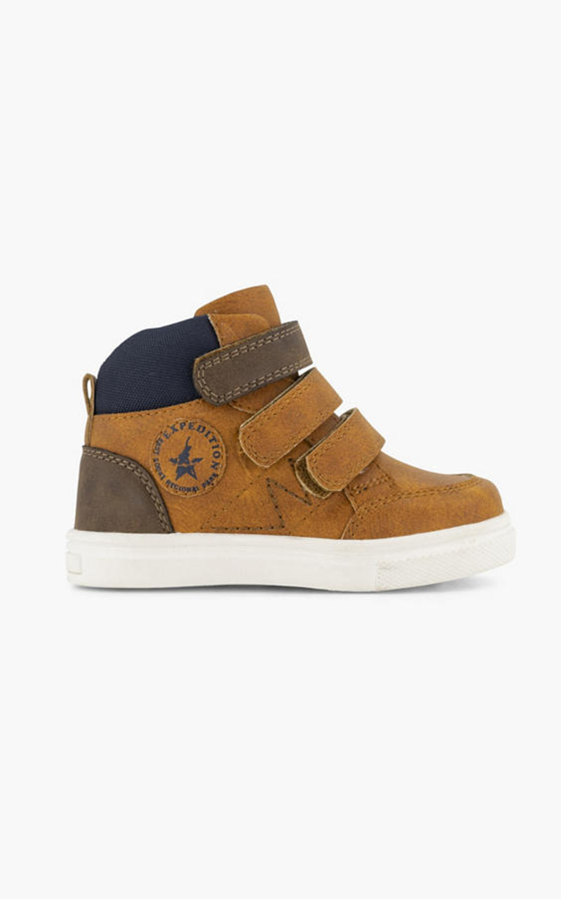 Cognac hoge sneaker klittenband