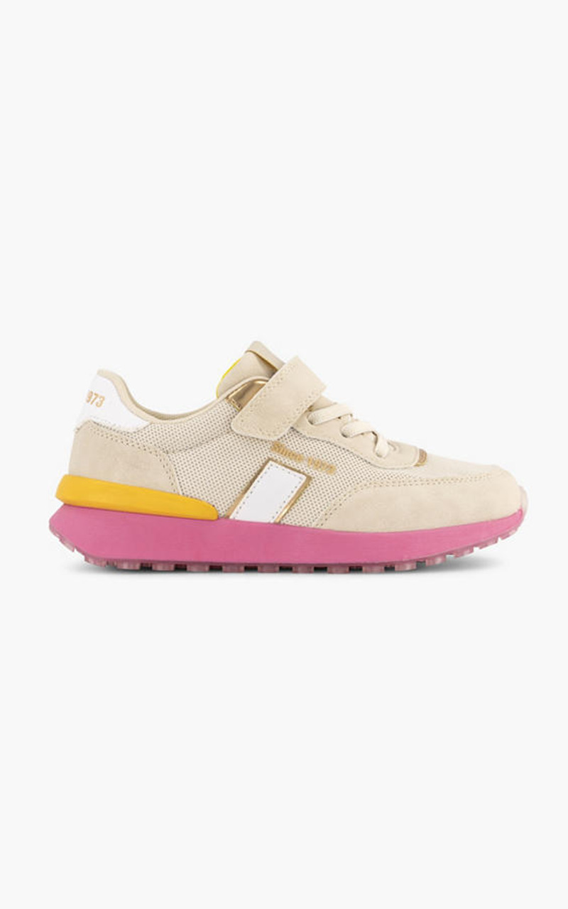 Beige chunky sneaker roze zool