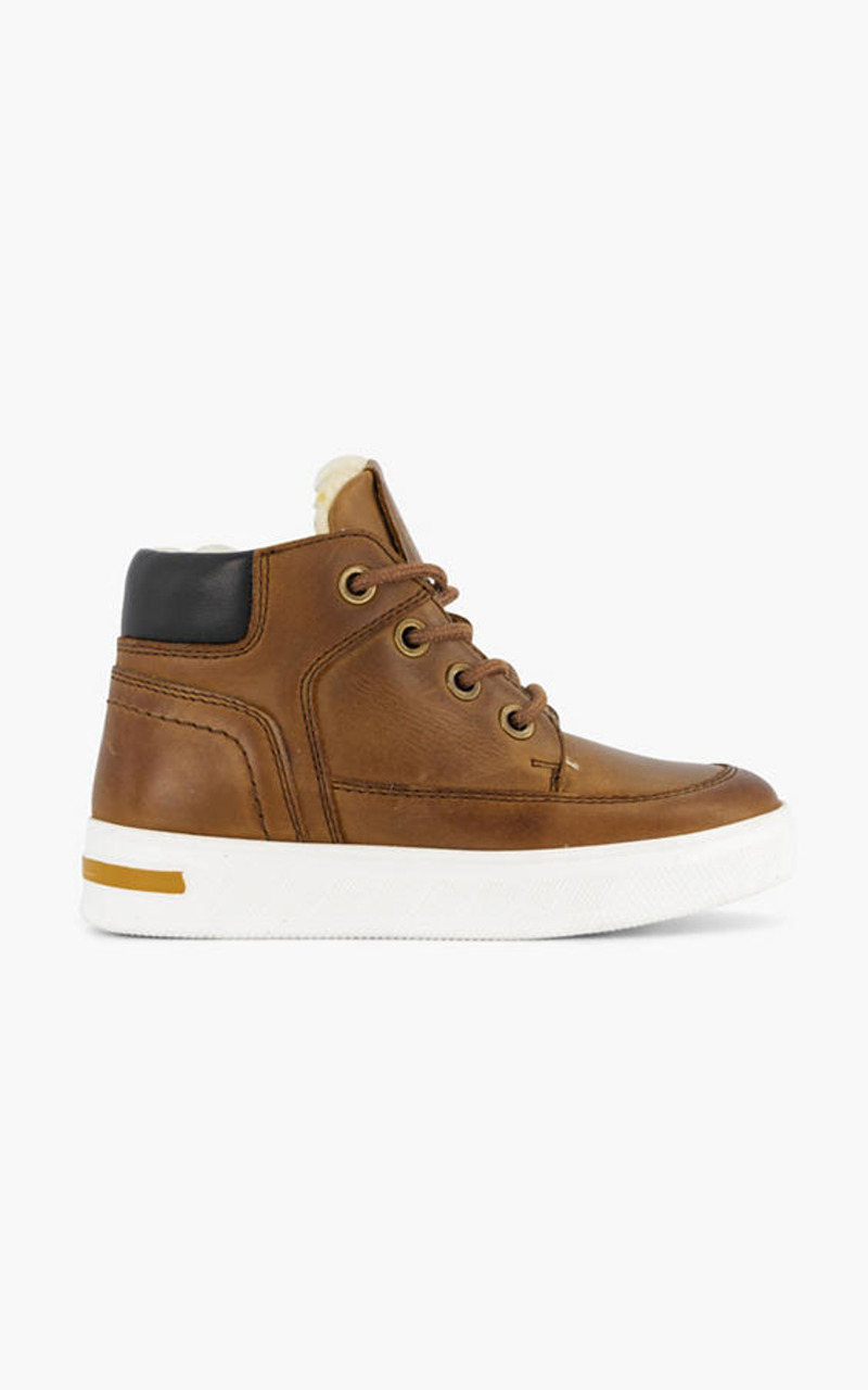 Cognac leren sneaker