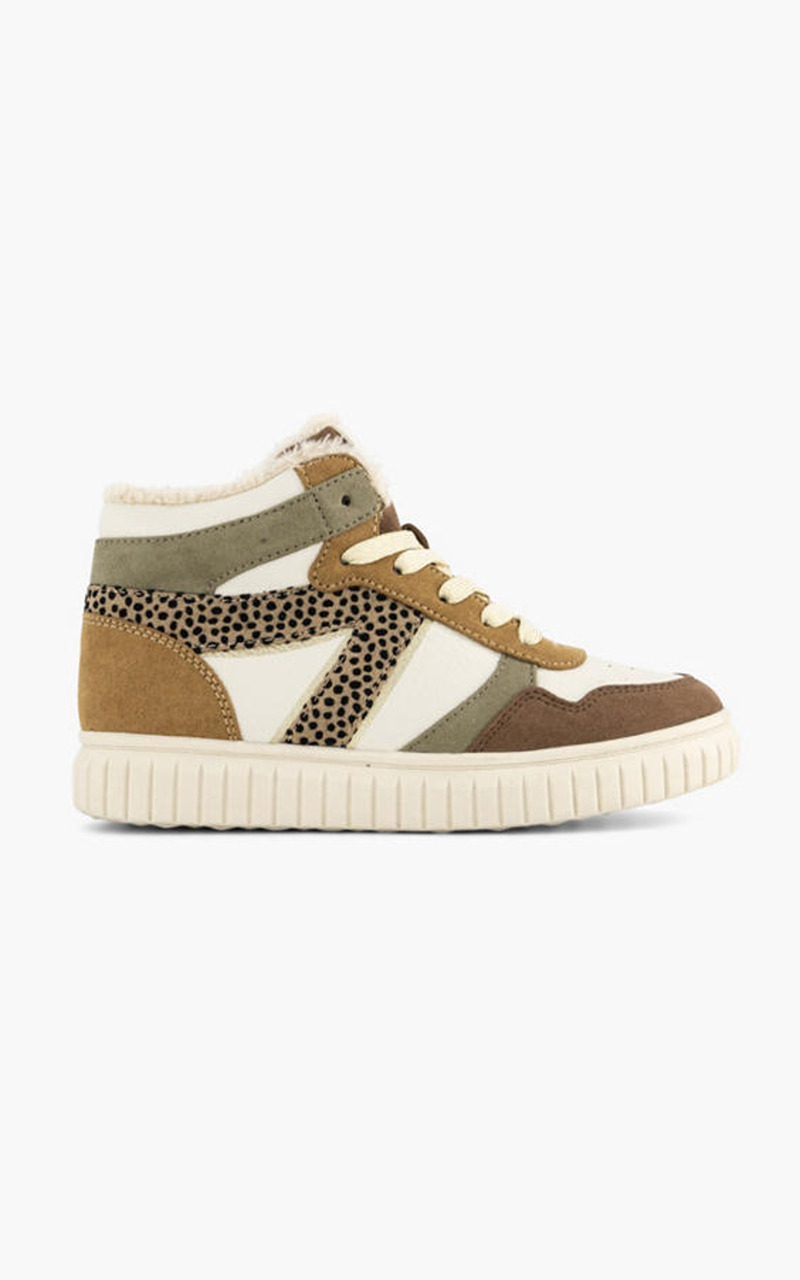 Beige hoge sneaker gevoerd