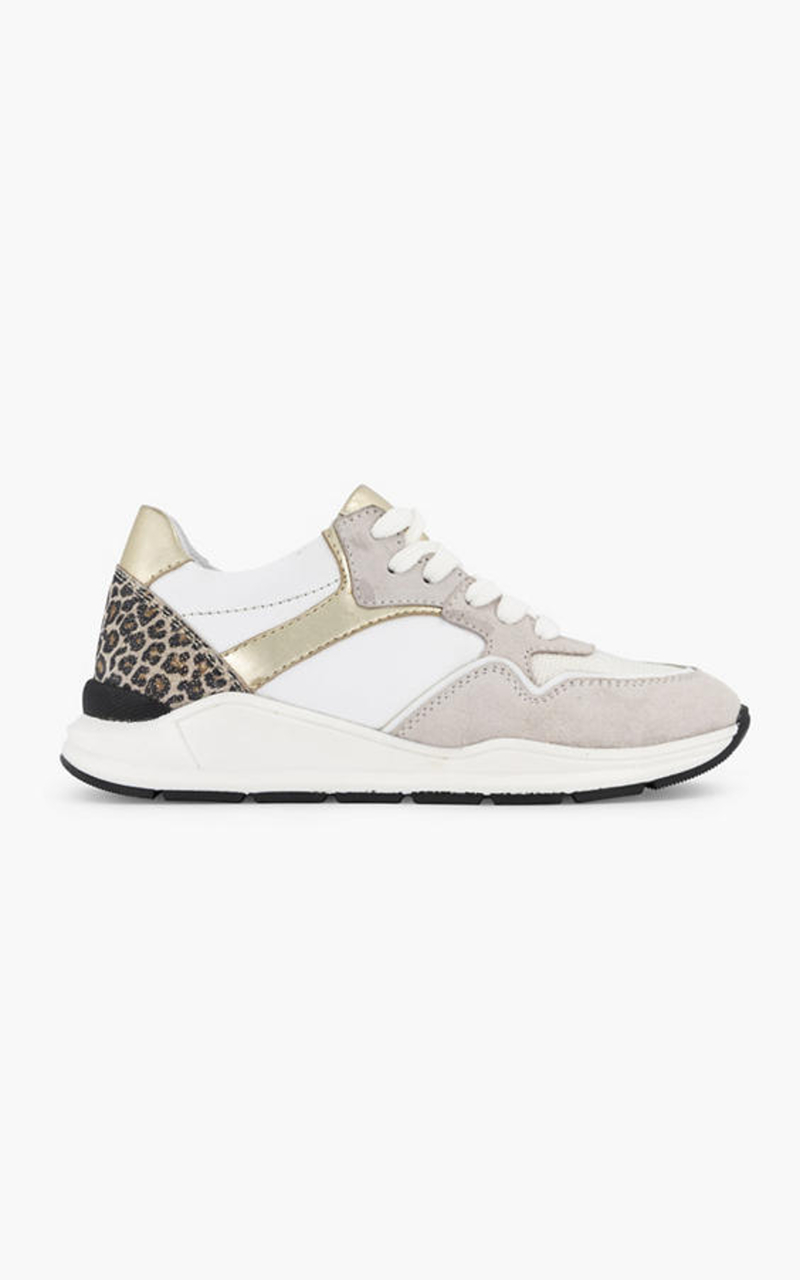 Witte leren sneaker panterprint
