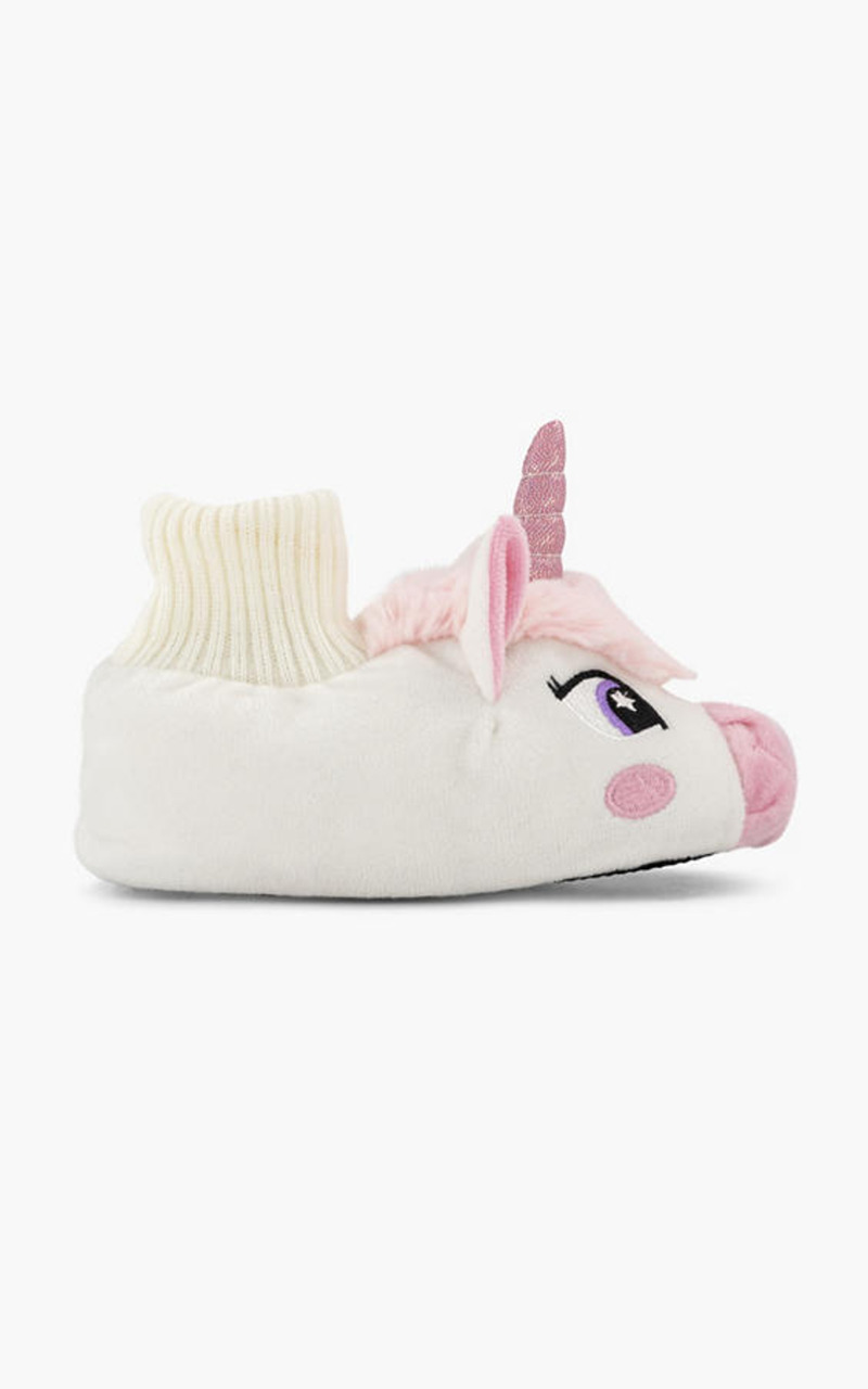 Witte pantoffel unicorn gevoerd