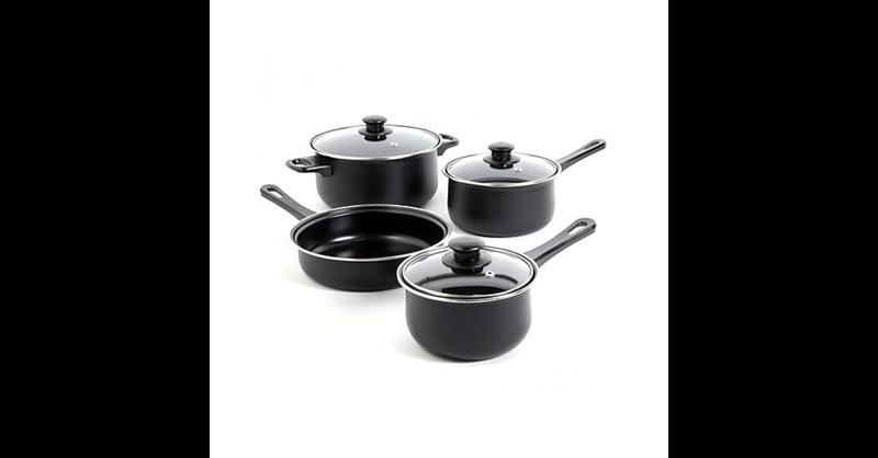 Gibson Home Chef Du Jour 7-Piece Cookware Set, Black (93586675M)