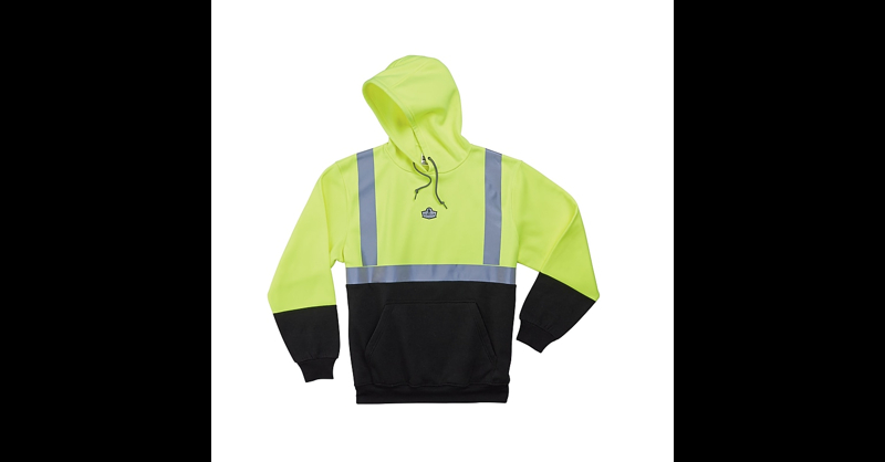 Ergodyne GloWear 8293 High Visibility Long Sleeve Sweatshirt, ANSI Class R2, Hi-Vis Lime/Black, ()